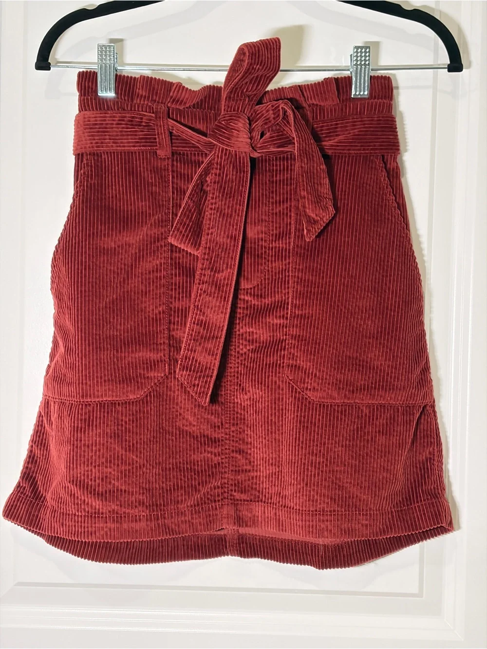American Eagle Rust Burgundy Corduroy Paperbag Mini Skirt XS